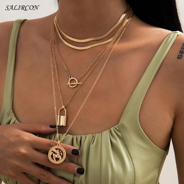 pendant necklaces salircon vintage sagittarius padlock necklace for women kpop multi layer thin chain goth jewelry gift 2021trend, Silver
pendant necklaces salircon vintage sagittarius padlock necklace for women kpop multi layer thin chain goth jewelry gift 2021trend, Silver