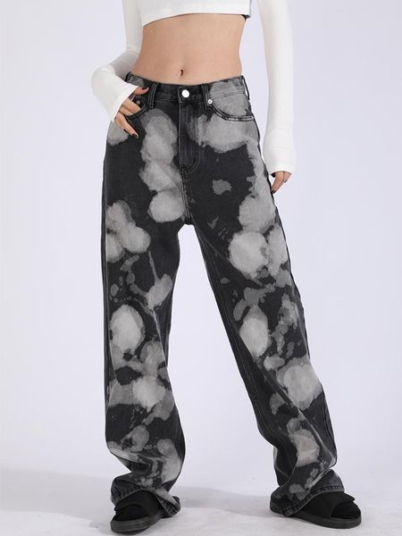 women's jeans wqjgr high waisted woman full length straight trousers fashionable ink tie-dye distressed women, Blue
women's jeans wqjgr high waisted woman full length straight trousers fashionable ink tie-dye distressed women, Blue