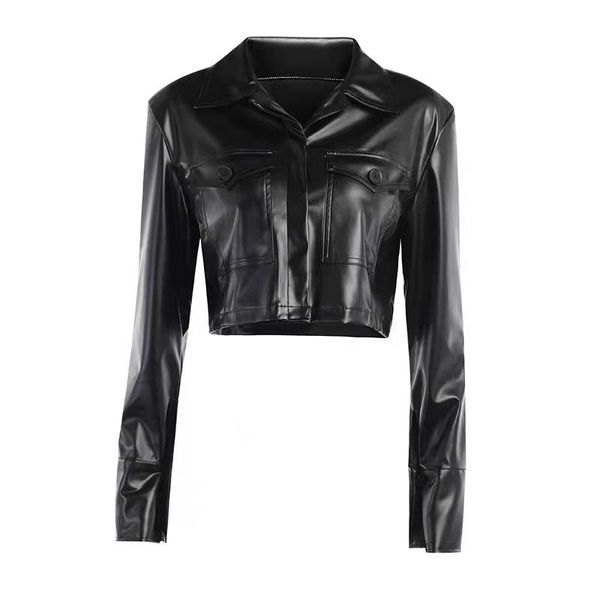 women's jackets high-quality pu leather coat 2021 winter style shoulder padded versatile lapel long sleeve short for women, Black;brown
women's jackets high-quality pu leather coat 2021 winter style shoulder padded versatile lapel long sleeve short for women, Black;brown