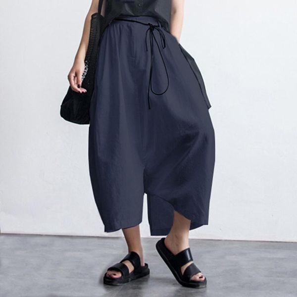 women's pants & capris vonda summer cotton women trousers casual elastic waist asymmetrical pantalon female vintage cropped oversized, Black;white
women's pants & capris vonda summer cotton women trousers casual elastic waist asymmetrical pantalon female vintage cropped oversized, Black;white