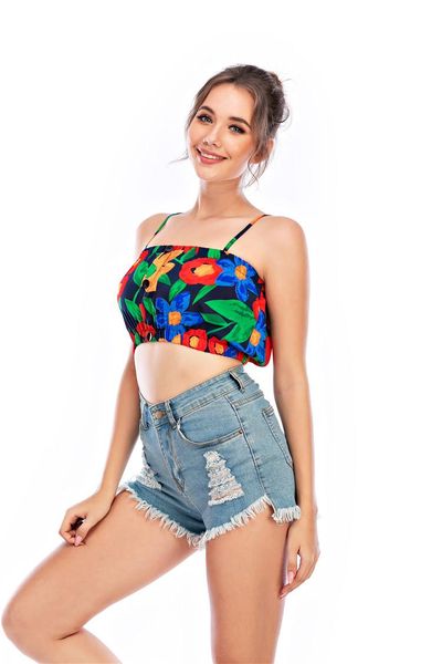 women's tanks & camis summer clothing product style flower adjustment buckle strap wrapped chest short women, White
women's tanks & camis summer clothing product style flower adjustment buckle strap wrapped chest short women, White