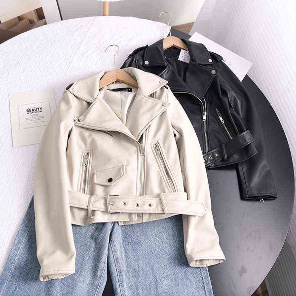 ailegogo spring autumn soft faux leather short jacket with belt women lapel pu leather coat black zipper moto biker outwear 211118
ailegogo spring autumn soft faux leather short jacket with belt women lapel pu leather coat black zipper moto biker outwear 211118