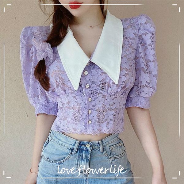 summer french bubble short-sleeved blouse lace korean style casual puff sleeve chiffon cardigan women's thin shirt 210521, White
summer french bubble short-sleeved blouse lace korean style casual puff sleeve chiffon cardigan women's thin shirt 210521, White