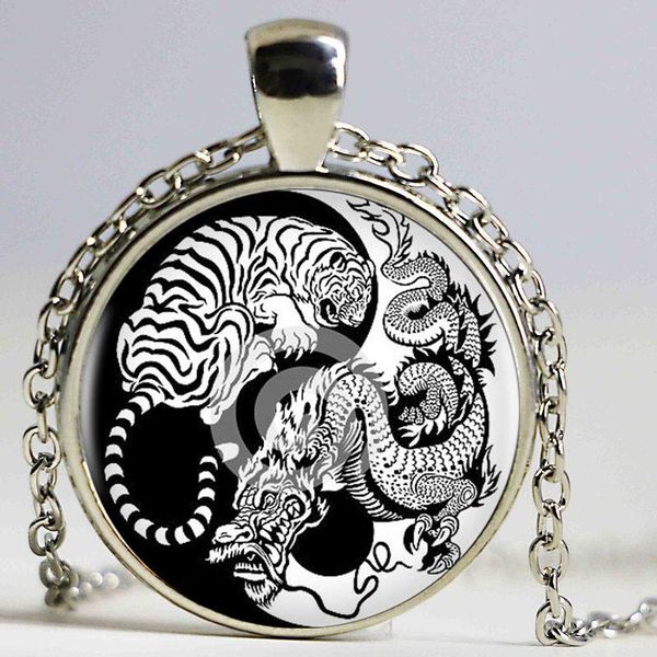 pendant necklaces vintage art yin yang dradon and tiger necklace kolye cabochon black long chain statement for boys, Silver
pendant necklaces vintage art yin yang dradon and tiger necklace kolye cabochon black long chain statement for boys, Silver