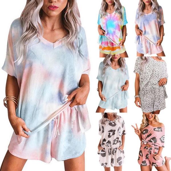 women tie dye v neck short sleeve loose t-shirt blouse shorts sleepwear set style comfortable to wear pajama women's tracksuits, Gray
women tie dye v neck short sleeve loose t-shirt blouse shorts sleepwear set style comfortable to wear pajama women's tracksuits, Gray