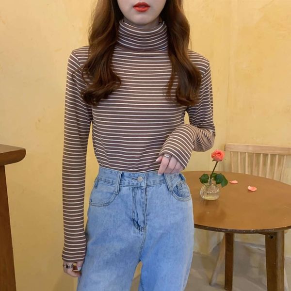 sweaters hoodies women's autumn winter foreign style high collar base shirt with korean fashion stripes, versatile plush and thickened, White;black
sweaters hoodies women's autumn winter foreign style high collar base shirt with korean fashion stripes, versatile plush and thickened, White;black