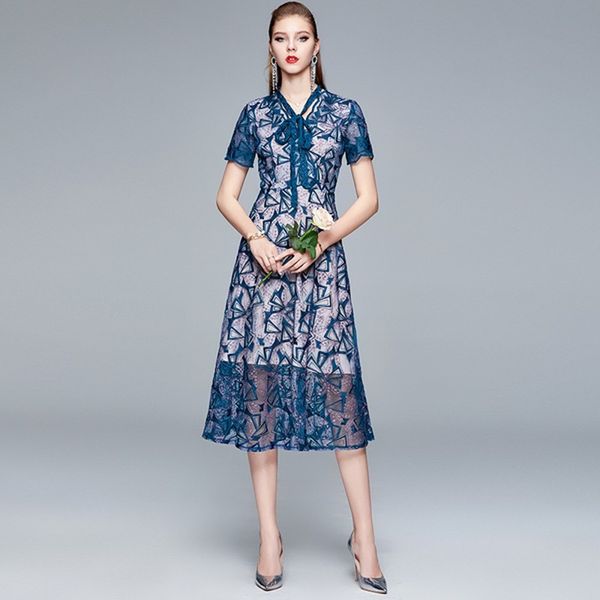 hollow out v neck blue lace dress summer fashion embroidery lace mid-calf lace dress party dress 210514, Black;gray
hollow out v neck blue lace dress summer fashion embroidery lace mid-calf lace dress party dress 210514, Black;gray