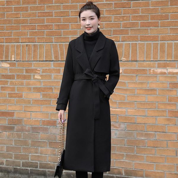 women's wool & blends black woolen coat 2021 autumn and winter female mid-length style elegant temperament cover belly was thin thick c
women's wool & blends black woolen coat 2021 autumn and winter female mid-length style elegant temperament cover belly was thin thick c