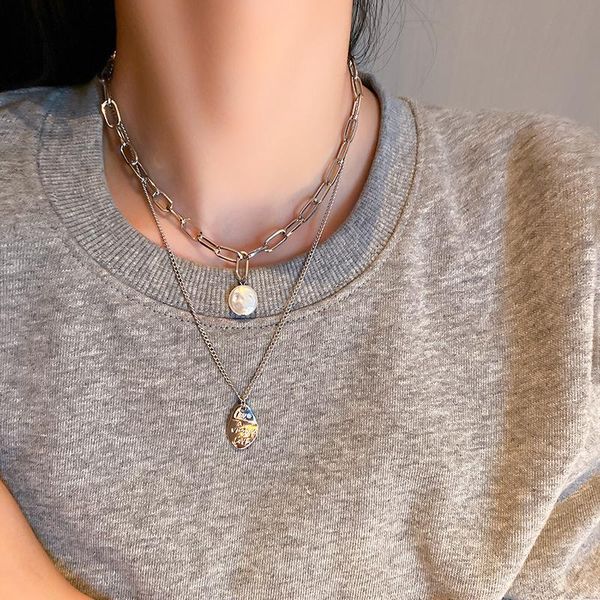 pendant necklaces u-magical luxury double layer irregular coin medallion necklace for women imitation pearl chunky chain jewelry, Silver
pendant necklaces u-magical luxury double layer irregular coin medallion necklace for women imitation pearl chunky chain jewelry, Silver