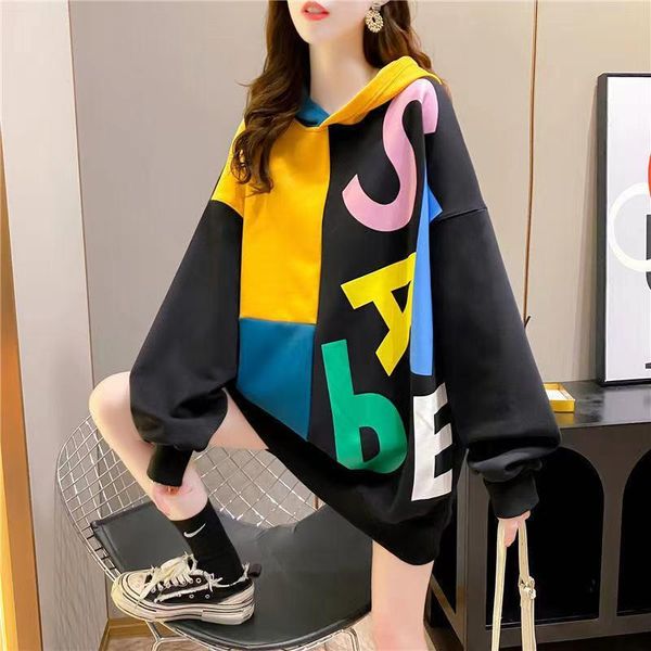 women's hoodies & sweatshirts 2021 spring and autumn fashion color contrast printing lazy hoodie large loose college cool coat m-2xl, Black
women's hoodies & sweatshirts 2021 spring and autumn fashion color contrast printing lazy hoodie large loose college cool coat m-2xl, Black