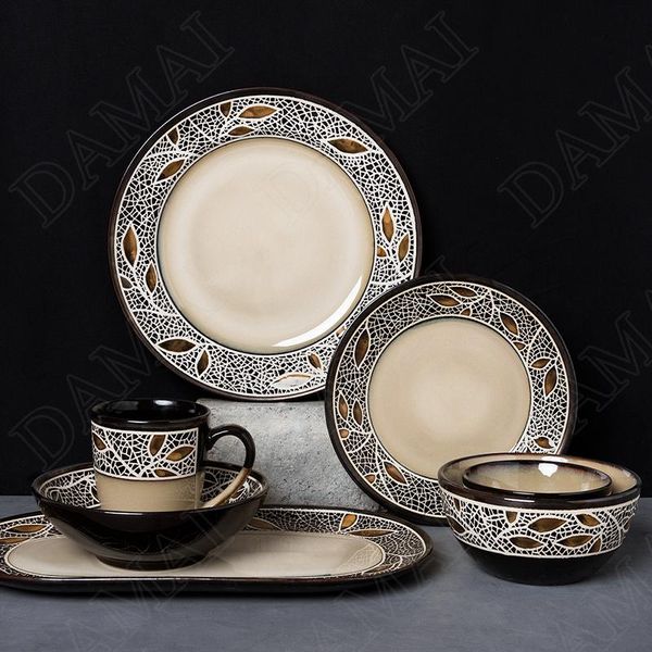 retro ceramic plate set relief decorative western steak dish dining table fruit salad tray kitchen dishes and plates sets &
retro ceramic plate set relief decorative western steak dish dining table fruit salad tray kitchen dishes and plates sets &