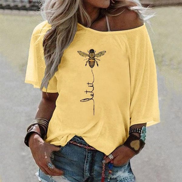 women plus size blouse ladies one shoulder bee printed tee shirt summer loose blusas mujer de moda 2021 women's blouses & shirts, White
women plus size blouse ladies one shoulder bee printed tee shirt summer loose blusas mujer de moda 2021 women's blouses & shirts, White