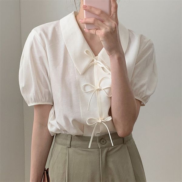 women solid color bow blouse lapel short puff sleeve loose fit shirt fashion casual spring summer 16f0800 210510, White
women solid color bow blouse lapel short puff sleeve loose fit shirt fashion casual spring summer 16f0800 210510, White