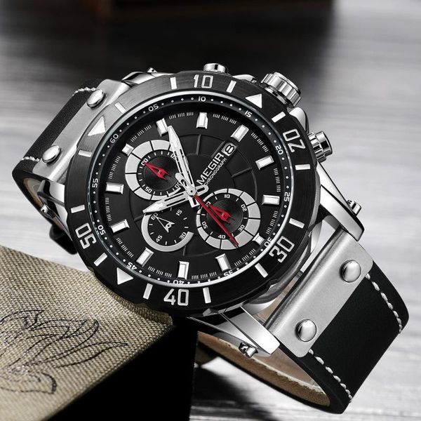 wristwatches 2021 megir watch men fashion quartz watches leather band sport wristwatch chronograph clock male creative design big dial, Slivery;brown
wristwatches 2021 megir watch men fashion quartz watches leather band sport wristwatch chronograph clock male creative design big dial, Slivery;brown