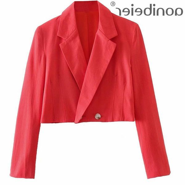 women's suits & blazers summer red aonibeier women cropped fashion notched collar double breasted long sleeve casual suit jacket female, White;black
women's suits & blazers summer red aonibeier women cropped fashion notched collar double breasted long sleeve casual suit jacket female, White;black
