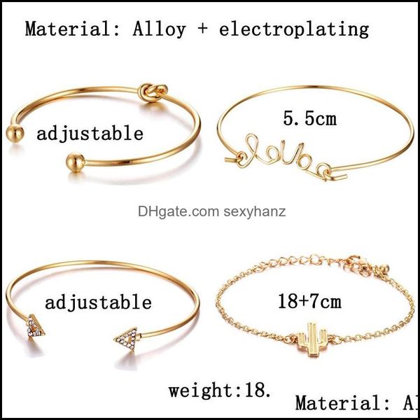 other bracelets jewelry 4pcs/set gold chain arrow bracelet love letter charm cactus knot cuff bangle gifts drop delivery 2021 pznij, Golden;silver
other bracelets jewelry 4pcs/set gold chain arrow bracelet love letter charm cactus knot cuff bangle gifts drop delivery 2021 pznij, Golden;silver
