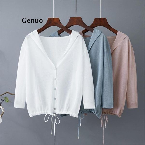 silk sweater cardigan summer women's jacket short hooded single-breasted fashion knitted coat sun protection clothing knits & tees, White
silk sweater cardigan summer women's jacket short hooded single-breasted fashion knitted coat sun protection clothing knits & tees, White