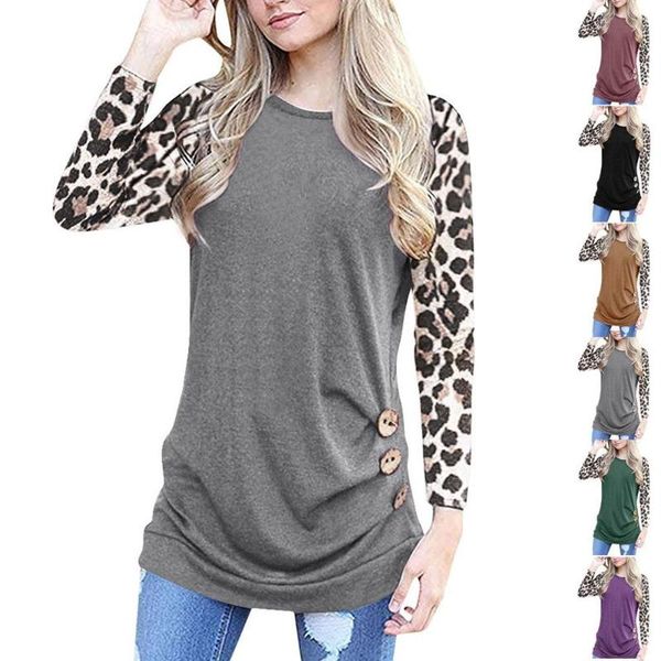 women's t-shirt women ladies leopard printing long sleeve crew neck loose casual tee buttion deco 2021 autumn winter clothing, White
women's t-shirt women ladies leopard printing long sleeve crew neck loose casual tee buttion deco 2021 autumn winter clothing, White
