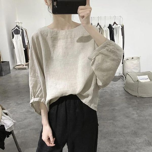 women's blouses & shirts cotton linen women blouse summer 2021 solid batwing sleeved loose casual all match female pulls outwear, White
women's blouses & shirts cotton linen women blouse summer 2021 solid batwing sleeved loose casual all match female pulls outwear, White