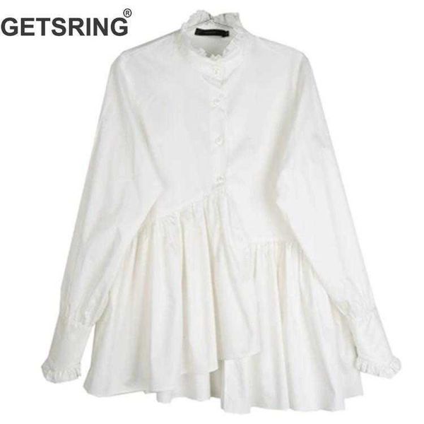 getsring woman shirt irregular ruffle cotton blouse white asymmetry standing collar loose casual women fashion 210601
getsring woman shirt irregular ruffle cotton blouse white asymmetry standing collar loose casual women fashion 210601