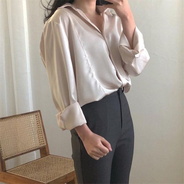 minimalist satin solid chic streetwear office lady all-match vintage loose leisure slim casual shirts women's blouses &, White
minimalist satin solid chic streetwear office lady all-match vintage loose leisure slim casual shirts women's blouses &, White