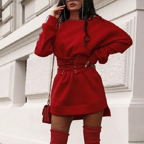 dress female fashion women's solid o-neck long sleeve fleece thick dress+waistband belt bandage winter streetwear vestido casual dresse, Black;gray
dress female fashion women's solid o-neck long sleeve fleece thick dress+waistband belt bandage winter streetwear vestido casual dresse, Black;gray