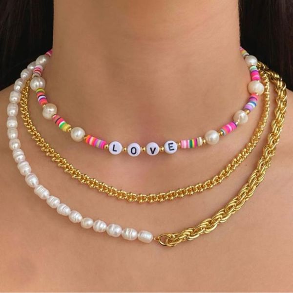 chains boho love asymmetry chain pearl beaded necklace for women rainbow clay bead choker aesthetic set femme vacation jewelry, Silver
chains boho love asymmetry chain pearl beaded necklace for women rainbow clay bead choker aesthetic set femme vacation jewelry, Silver