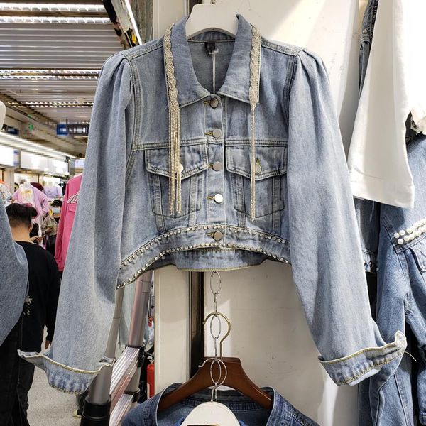 women's jackets short denim jacket for women 2021 spring autumn loose korean rhinestone tassel jean coats long sleeve girls cropped, Black;brown
women's jackets short denim jacket for women 2021 spring autumn loose korean rhinestone tassel jean coats long sleeve girls cropped, Black;brown