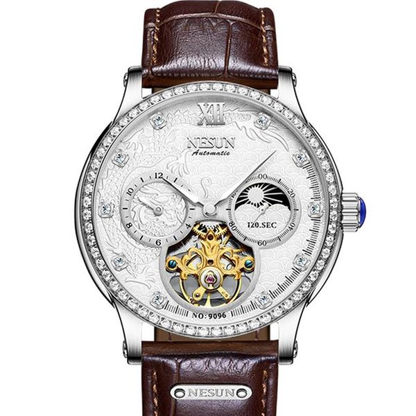 wristwatches switzerland nesun automatic mechanical watch men's watches skeleton sapphire 100m waterproof moon phase n9096, Slivery;brown
wristwatches switzerland nesun automatic mechanical watch men's watches skeleton sapphire 100m waterproof moon phase n9096, Slivery;brown