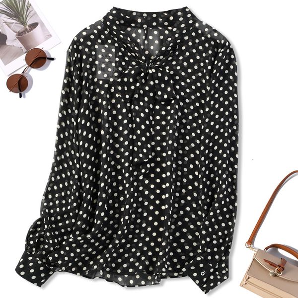 blouses women's 100% mulberry silk thin type black dots shirt blouse ruff neck long sleeve l xl jn576, White
blouses women's 100% mulberry silk thin type black dots shirt blouse ruff neck long sleeve l xl jn576, White