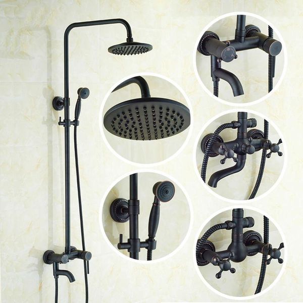 bathroom rainfall shower faucet set oil rubbed bronze wall mounted bath 3-functions mixer taps sets 
bathroom rainfall shower faucet set oil rubbed bronze wall mounted bath 3-functions mixer taps sets
