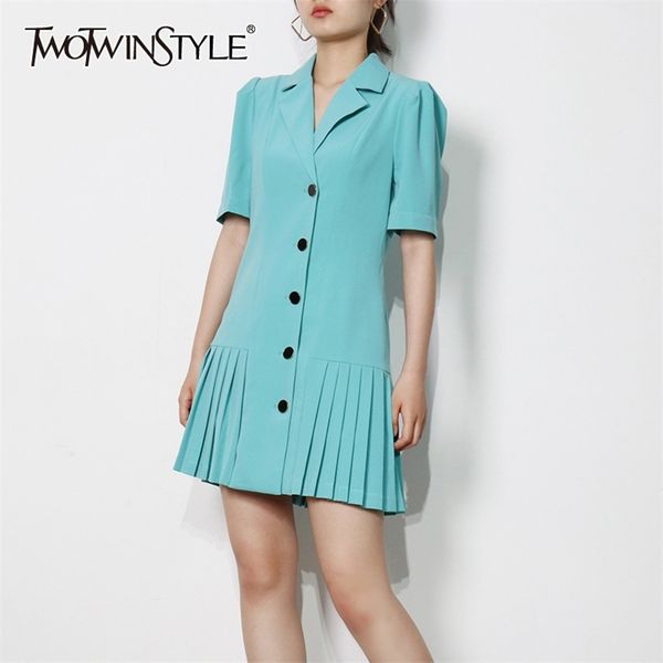 blue pleated dress for women notched long sleeve high waist minimalist mini dresses females summer fashion 210520, Black;gray
blue pleated dress for women notched long sleeve high waist minimalist mini dresses females summer fashion 210520, Black;gray