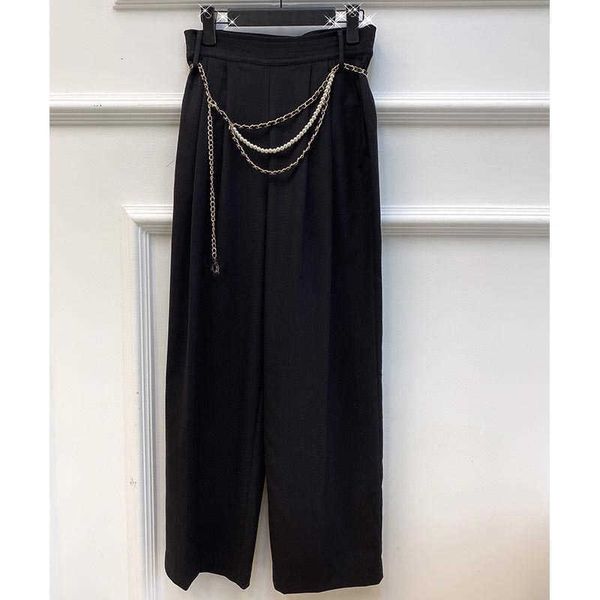 women's pants & capris autumn long-legged trousers of black wool high waist pearl chain pantalon femropme mujer biyj, Black;white
women's pants & capris autumn long-legged trousers of black wool high waist pearl chain pantalon femropme mujer biyj, Black;white
