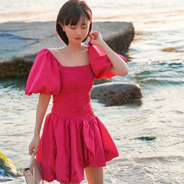 irregular hem dresses female fashion solid vintage summer dress women square collar puff sleeve red clothing 210510, Black;gray
irregular hem dresses female fashion solid vintage summer dress women square collar puff sleeve red clothing 210510, Black;gray