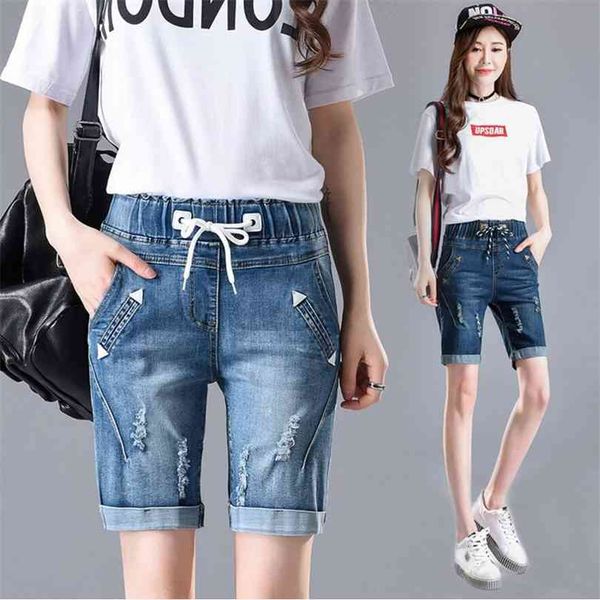 jeans for women summer kenn length pants elastic high waist loose plus size hole crimping denim shorts 210924, Blue
jeans for women summer kenn length pants elastic high waist loose plus size hole crimping denim shorts 210924, Blue