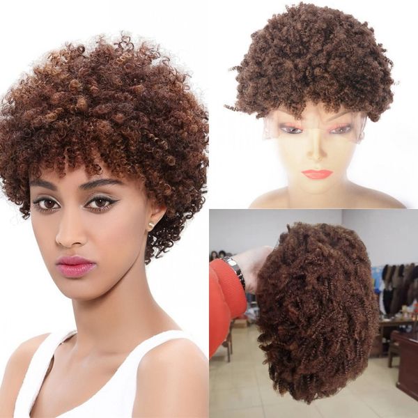 #27 lace front human hair wigs kinky curly short mongolian wig 8 inch 130% density pre plucked hairline for black women, Black;brown
#27 lace front human hair wigs kinky curly short mongolian wig 8 inch 130% density pre plucked hairline for black women, Black;brown