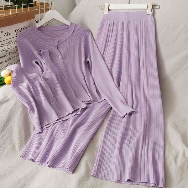three-piece set with short tight-fitting camisole round neck long sleeve knitted jacket high waist wide leg pants summer 210525, White
three-piece set with short tight-fitting camisole round neck long sleeve knitted jacket high waist wide leg pants summer 210525, White