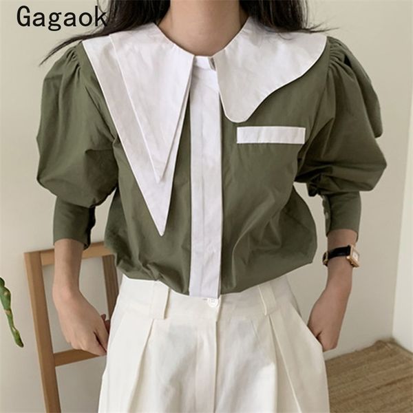 office lady korean women shirts spring autumn patchwork lapel puff sleeve chic wild and blouses k3837 210531, White
office lady korean women shirts spring autumn patchwork lapel puff sleeve chic wild and blouses k3837 210531, White