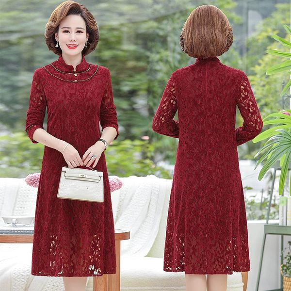 casual dresses fashion black red lace midi dress for women 2021 autumn long sleeve elegant vintage party, Black;gray
casual dresses fashion black red lace midi dress for women 2021 autumn long sleeve elegant vintage party, Black;gray