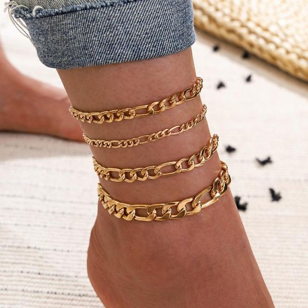 anklets 4 pcs/set figaro chain gold color for women punk style 2021 fashion summer foot jewelry ankle chains female gift simple, Red;blue
anklets 4 pcs/set figaro chain gold color for women punk style 2021 fashion summer foot jewelry ankle chains female gift simple, Red;blue