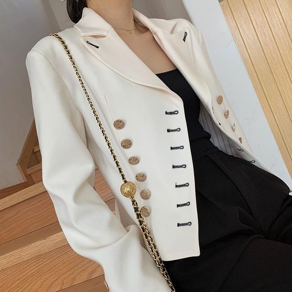 women's suits & blazers british style casual blazer for women stunning design notched long sleeve double breasted decoration spring fal, White;black
women's suits & blazers british style casual blazer for women stunning design notched long sleeve double breasted decoration spring fal, White;black