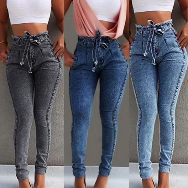 women's jeans fashion high waist multi pockets pencil pants women slim tassel bandage push up denim trousers for daily wear, Blue
women's jeans fashion high waist multi pockets pencil pants women slim tassel bandage push up denim trousers for daily wear, Blue