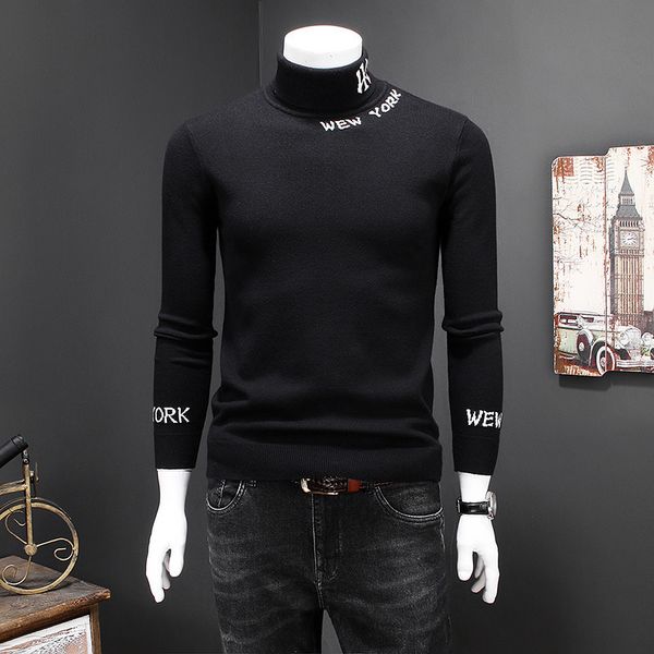 sweaters fashion knit men's t-shirt high neck embroidery 2021 spring sweater large wear, White;black
sweaters fashion knit men's t-shirt high neck embroidery 2021 spring sweater large wear, White;black