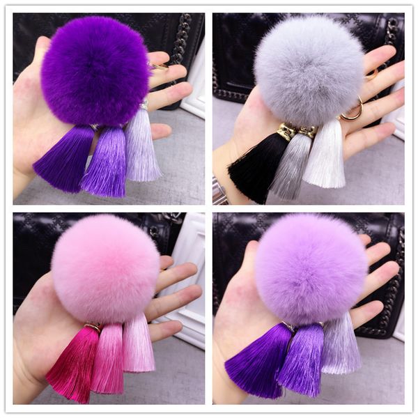 korean creative ice silk tassel female key chain car pendant rex rabbit fur ball plush bag, Silver
korean creative ice silk tassel female key chain car pendant rex rabbit fur ball plush bag, Silver