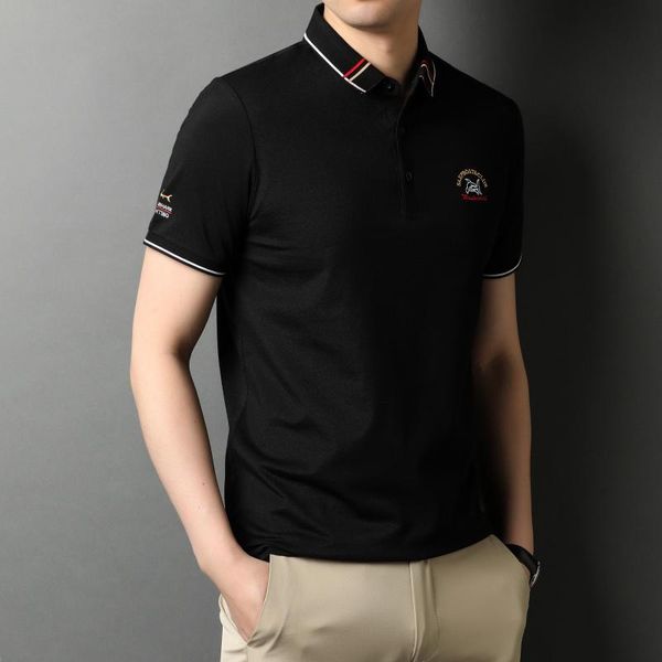 men's polos short sleeve lapel youth logo embroidered standard pure color leisure cultivate one's morality dress shirt, White;black
men's polos short sleeve lapel youth logo embroidered standard pure color leisure cultivate one's morality dress shirt, White;black