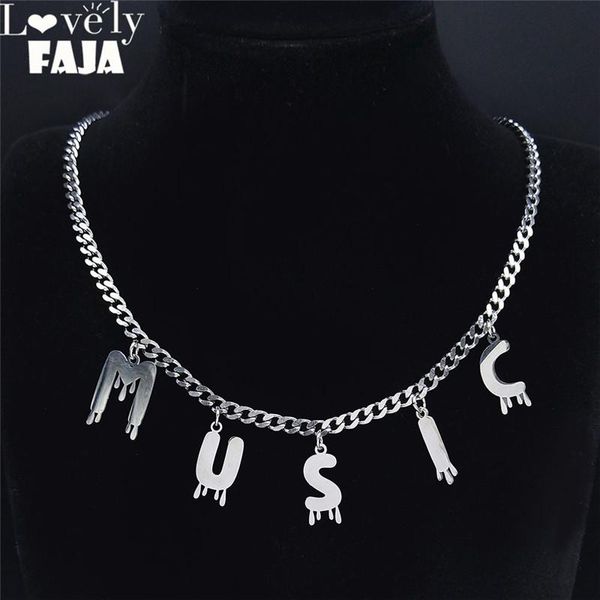 pendant necklaces hip hop stainless steel music letter choker necklace for women/men silver color chain jewelry collier n3124s03
pendant necklaces hip hop stainless steel music letter choker necklace for women/men silver color chain jewelry collier n3124s03