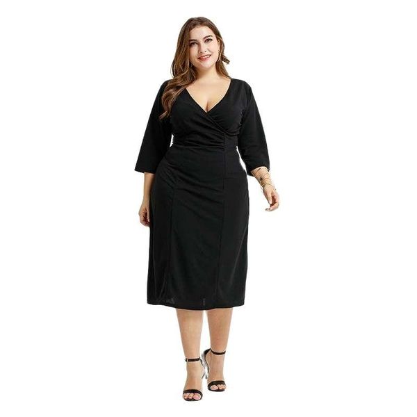 casual dresses elegant vintage office lady black dress v-neck three quarter sleeve slim mid long plus size woman summer 2021 l21, Black;gray
casual dresses elegant vintage office lady black dress v-neck three quarter sleeve slim mid long plus size woman summer 2021 l21, Black;gray