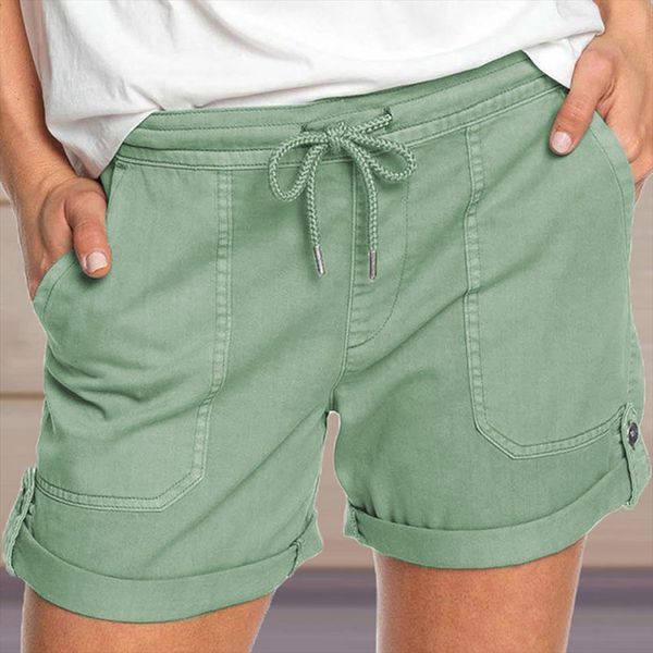summer short mid rise womens rompers solid color drawstring two pockets sports shorts, Black;white
summer short mid rise womens rompers solid color drawstring two pockets sports shorts, Black;white