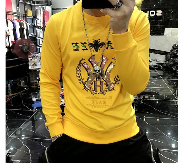 2021 autumn men's sweater personality heavy industry sequin embroidery trend slim handsome youth round neck sweater men net red bottomi, Black
2021 autumn men's sweater personality heavy industry sequin embroidery trend slim handsome youth round neck sweater men net red bottomi, Black