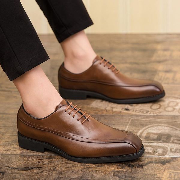 dress shoes simple style men's soft leather lace up square toe business men plus size 38-48 chaussure homme, Black
dress shoes simple style men's soft leather lace up square toe business men plus size 38-48 chaussure homme, Black